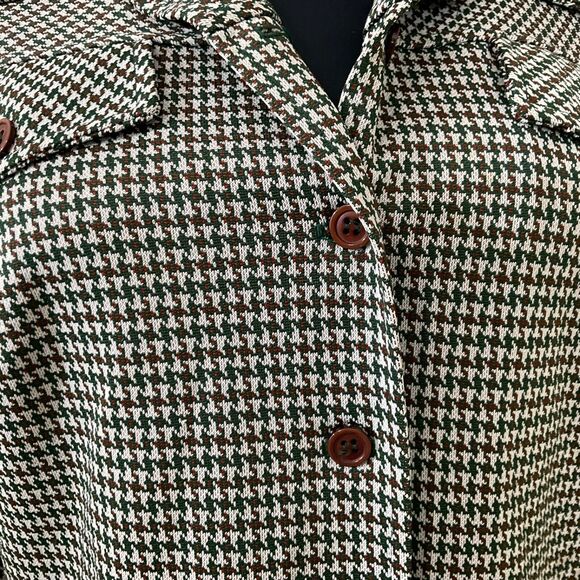 Vintage 70s women’s Medium Houndstooth Shirt Jacket Button Front Pockets Shacket - Picture 3 of 13